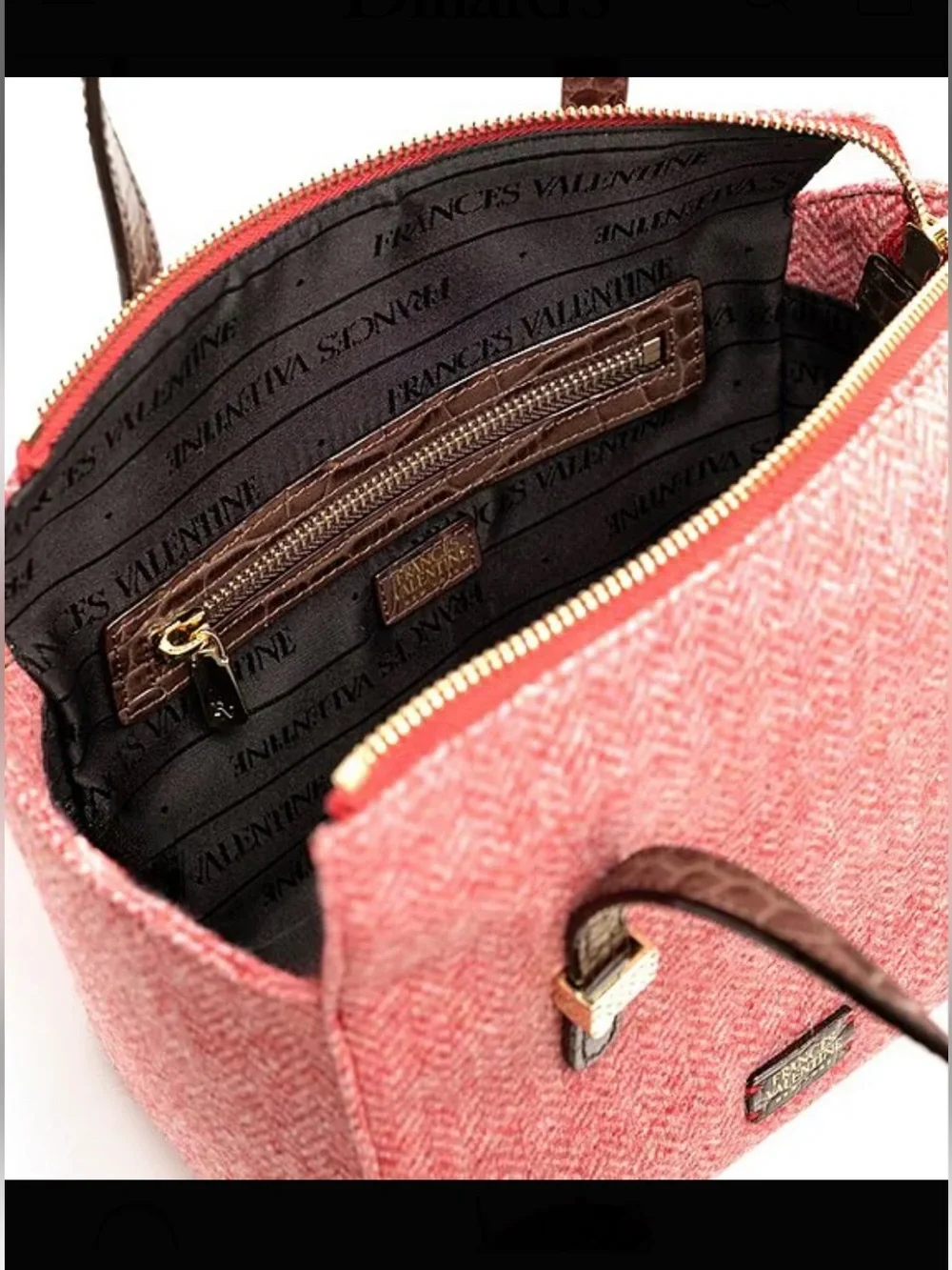 Frances Valentine Pink Wool Herringbone Boxy Satchel Bag